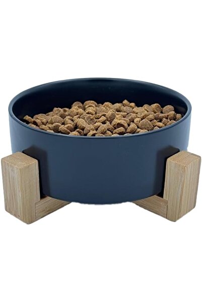 Other Ceramic bowl for dogs and cats - Bamboo base, Non-toxic, 480 ml, Black