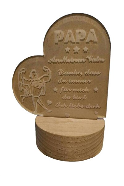 Other Lampă de veghe LED tata, Mesaj limba germană, Lemn fag și acril, Lumină...