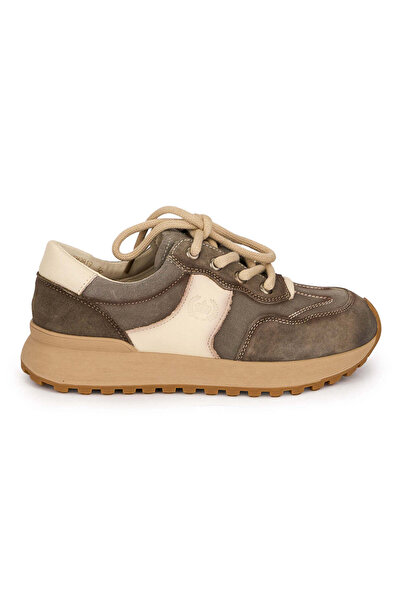 Trenddo Shoes Women's shoes made of gray genuine Leather with laces 18743