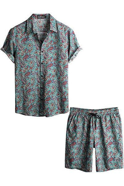 Other Set Hawaiian Bărbați - Cămașă și Șort, Model Tropical, Material Aerisit...