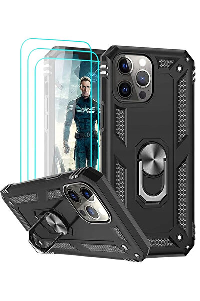 Other Husă iPhone 13 Pro Max - TPU/PC, Inel Magnetic, Stand, 3 Folii Sticlă I...