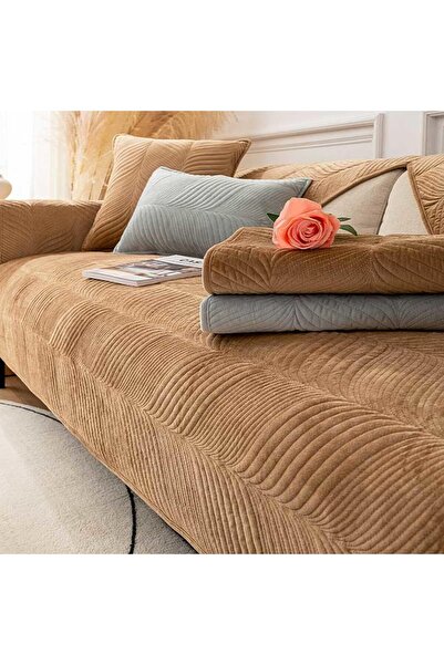 Other Waterproof Pillowcase - Swan Plush Fabric, Non-Slip - Light Brown, 45x4...