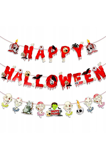 Other Happy Halloween Banner - Zombie Graves and Skulls Garland - Cardboard, ...