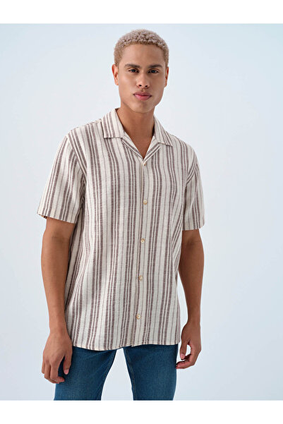 Loft Ανδρικό πουκάμισο Relax Fit σε καφέ χρώμα Lf2038621