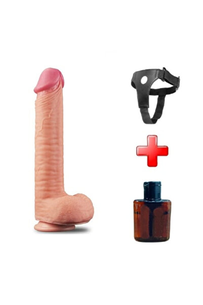 Belden Bağlamalı Yeni Nesil Çift Katmanlı 30,5 CM Realistik Dev Dildo Penis