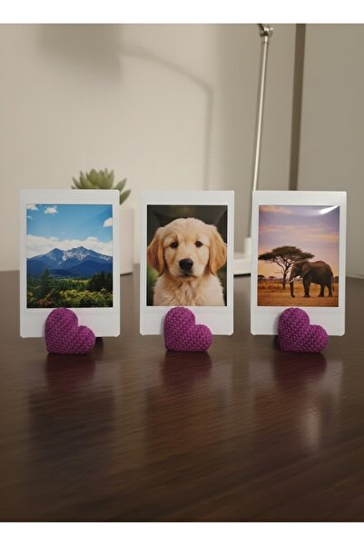 Kalp Şeklinde Fotoğraf Tutucu 3lü Set | 3D Baskı