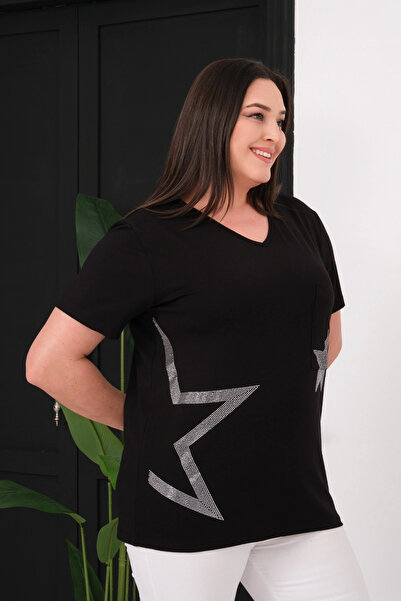 aytemas Pocketed Star Stone Printed Blouse