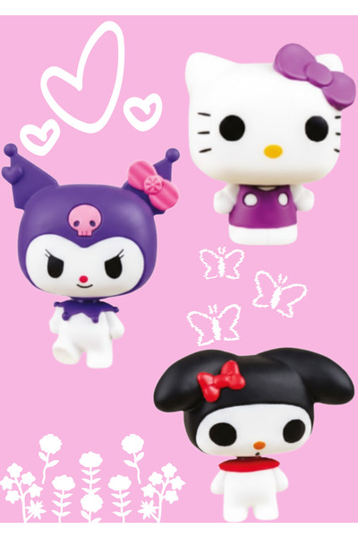Boratila Toys Kuromi & Hello Kitty 3'lü Figür Seti - Masaüstü Dekoratif Obje