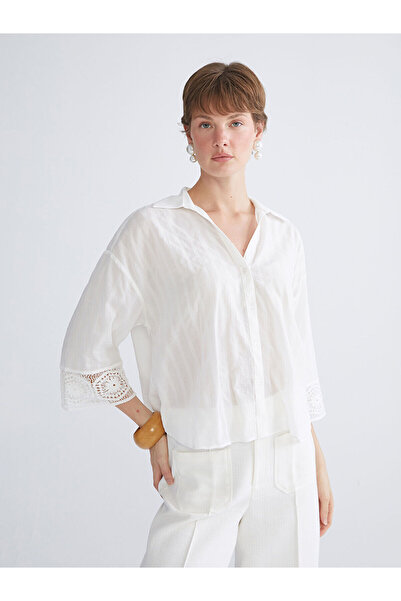 LC Waikiki Peak New Season Crochet Detailed Oversize Women's Shirt