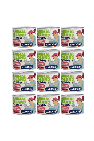 Animal Island Vită și căprioară pentru pisoi 12x185g