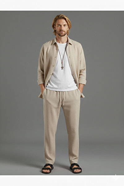 Modaikon Men's Cotton Woven Wrap-Around Top-Bottom Set