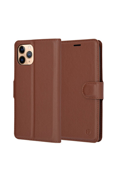 Techsuit Leather Folio Case for iPhone 11 Pro, Brown