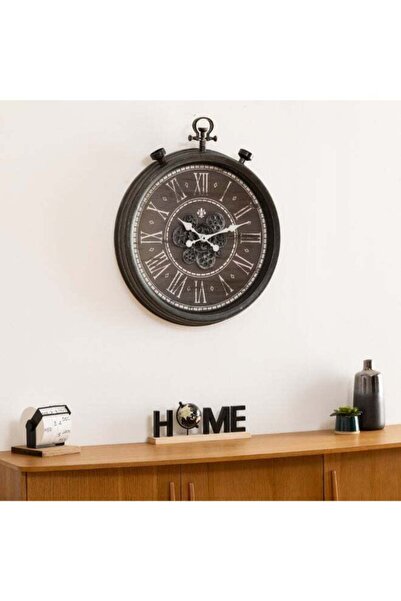 Generic Azad Mechanical Gear Round Wall Clock Black and White 60 cm