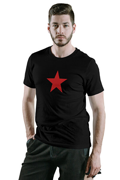 Texclusive تيشيرت كيريل يلدز تي شيرت أسود للجنسين من القطن الممشط