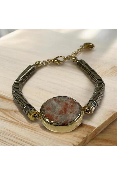 maycollection سوار مصمم من الحجر الطبيعي الأصلي وحجر الهيماتيت