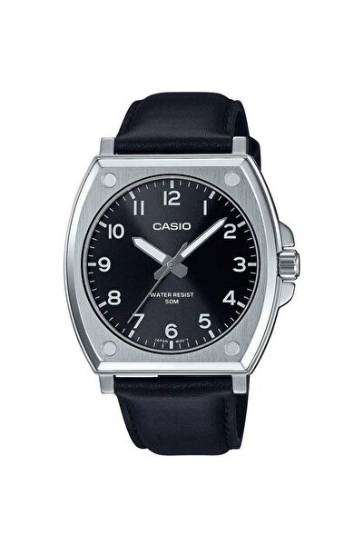 Casio Men's Analog Watch with Black Leather Strap