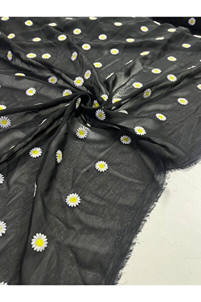 Kumaş sever Special Series Daisy Patterned Embroidered Chiffon Fabric Double ...