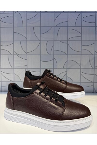 Anıl Ayakkabı Ay 584 Brown White Sole Genuine Leather Rubber Lacing Detail Or...