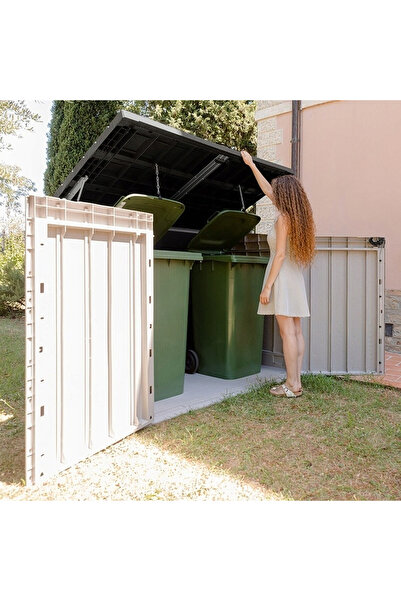 ENLIS 2XL 2270 LT Bahçe Depolama Dolabı Çift Kapılı Dış Mekan Plastik Dolap 1...