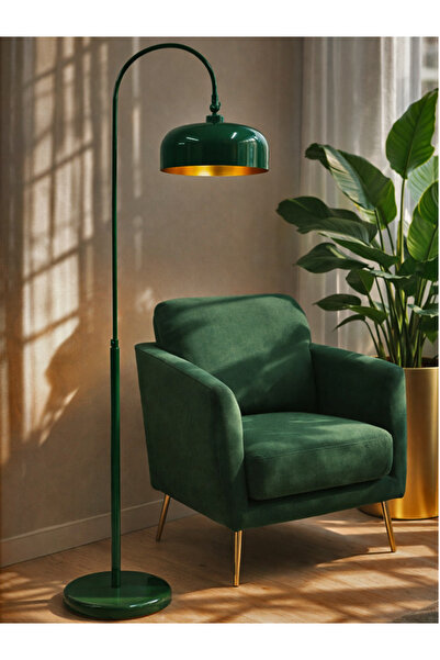 NOONLUX DESIGN&LIGHTING Bolton Nefti Yeşili Lambader İç Kısmı Gold Oturma Oda...