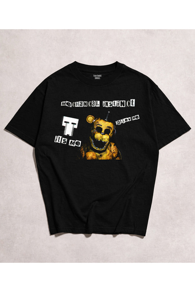 kun inaki Bloody Golden Freddy fnaf Baskılı Siyah Unisex T-Shirt