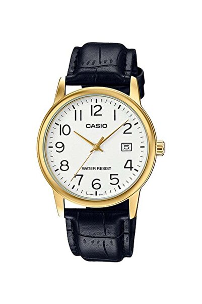 Casio Men's Leather Analog Watch MTP-V002GL-7B2 - 42 mm - Black