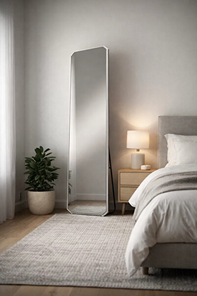 MARIA HOMES Silver Aluminum Full Length Floor Mirror 160x40cm Shatter Resista...