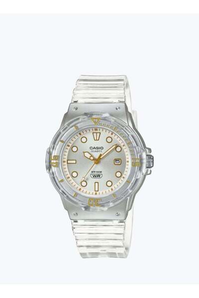 Casio watch for women with a transparent white strap, model LRW-200HS-7EV