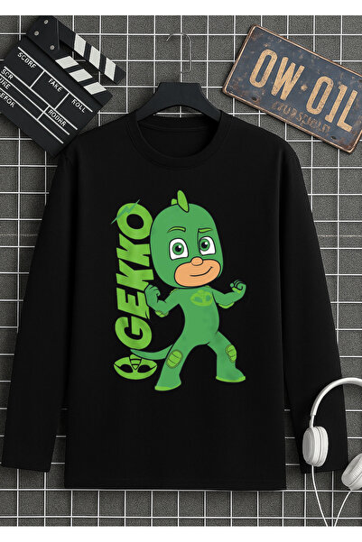 RYO FASHİON PİJAMASKELİLER PJMASKS ΜΑΥΡΟ ΜΑΚΡΥΜΑΝΙΚΟ ΜΠΛΟΥΖΑΚΙ ΜΕ ΣΤΑΜΠΑ, 100...