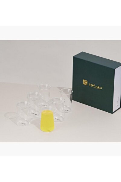 Generic Leaf Boron 4-Piece Glass Tea Cup Set