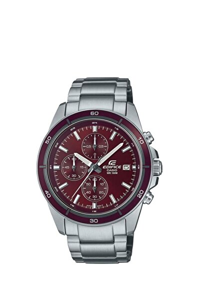 Casio Men Watch Edifice Standard Chronograph Analog Red-Brown Dial Stainless ...