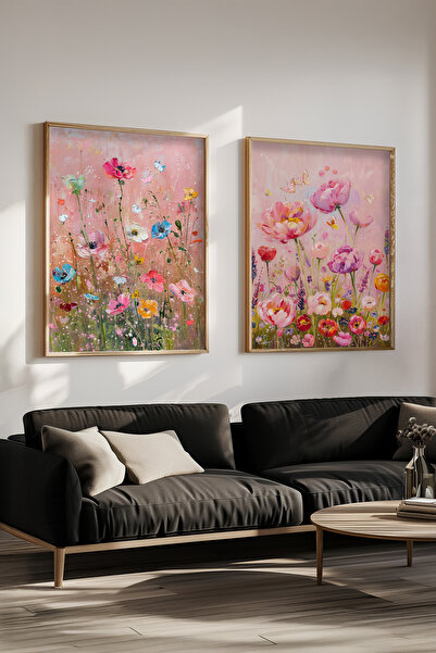 STARYUNA Wooden Framed Pastel Flower Garden Double Painting Set Yuna542