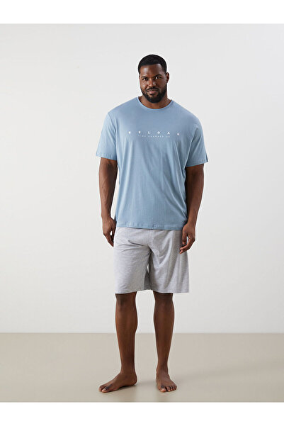 LC Waikiki Ozmarka New Season Large Size Standard Fit Men's Shorts Pajama Set