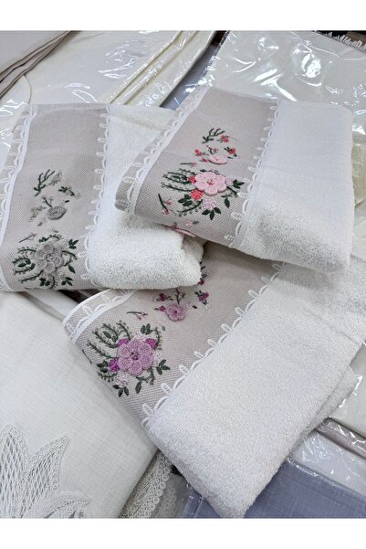 Dantelux Çeyi̇zli̇k 3-Piece Towel Set Daily Cotton Towel Set