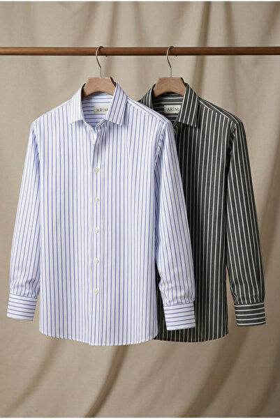LEYEL Moda Striped Men's Linen Shirt
