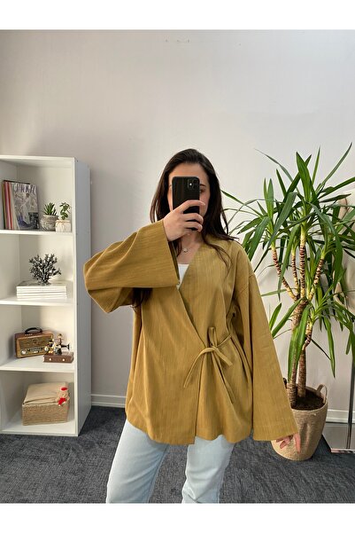 hilla Oversize Standart Beden Bağcıklı Kimono