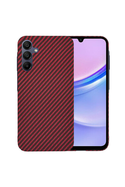 Techsuit Калъф от карбонитни фибростъкло за Samsung Galaxy A15 4G, червен