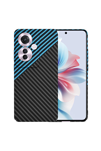 Techsuit Oppo Reno 11 F Карбонитов фибростъклен корпус, син