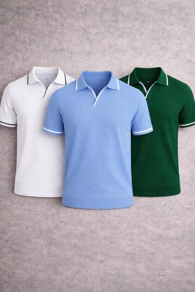 pepule Tricou cu guler polo pentru bărbați, cu detalii în dungi, croială slim...