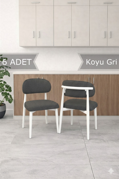 MEDA CONCEPT Polo Sandalye Mutfak Salon Yemek Odası Sandalyesi Metal Ayaklı 6...
