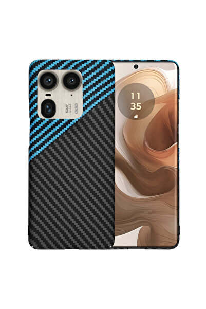 Techsuit Motorola Edge 50 Ultra карбонитов фибростъклен корпус, син