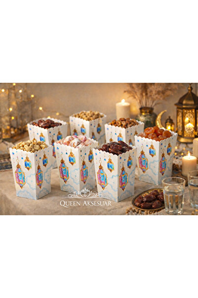 QUEEN AKSESUAR Ramazan Fener Desenli Atıştırmalık Kutusu 8’li İkramlık Çerez ...