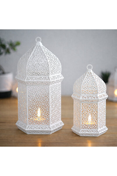 TreeDCraft İslami Motifli Ramazan Feneri / Işıklı Mumluk & Masa Dekor Süs