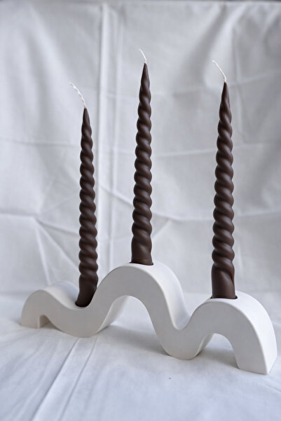 Lethe Design Spiral Mum 3’lü Set - Dekoratif İtalyan Burgulu Şamdan Mumu (3 A...