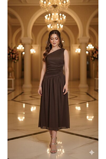 tasmim kian One-shoulder midi evening dress