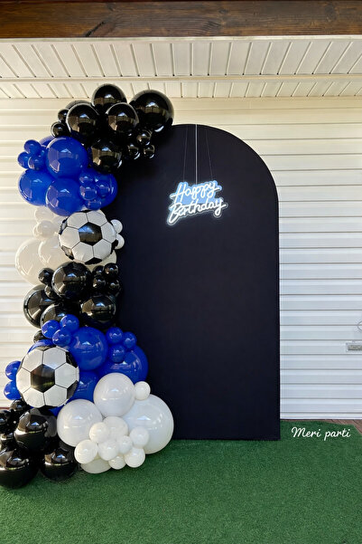 MERİ PARTİ Siyah Lacivert Futbol Konsept Balon Seti Futbol Doğum Günü Top Fol...