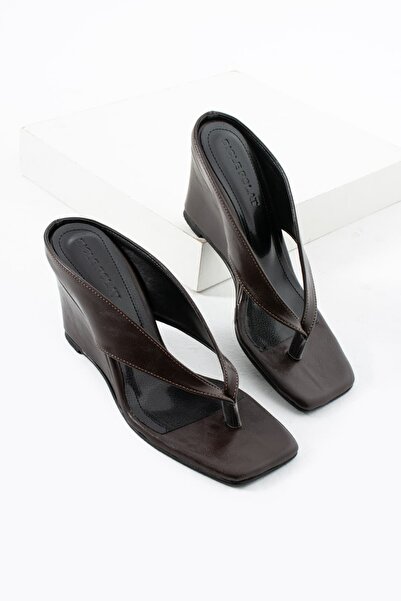 diclepolat Women's Brown Wedge Heel Slippers Flip Flops Platform Summer Styli...