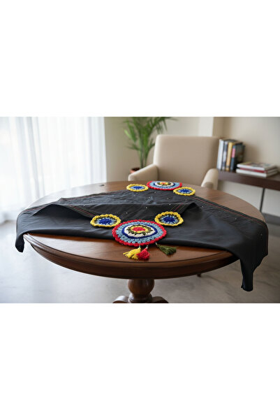 Kheyaal غطاء طاولة مصنوع يدويًا من قطن بنمط محبوك