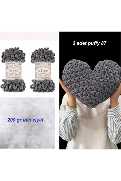 moonaja Puffy Kalp Yastık Puffy Malzemesl 2 Adet Puffy İplik ve 200 gr. İnci ...