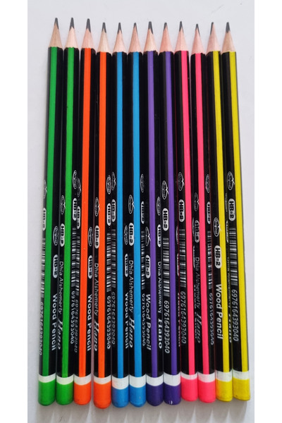 Modellino 12-Pack Mixed Color Hano Hb-2 Wood Pencil Triangular Neon Coral Pencil